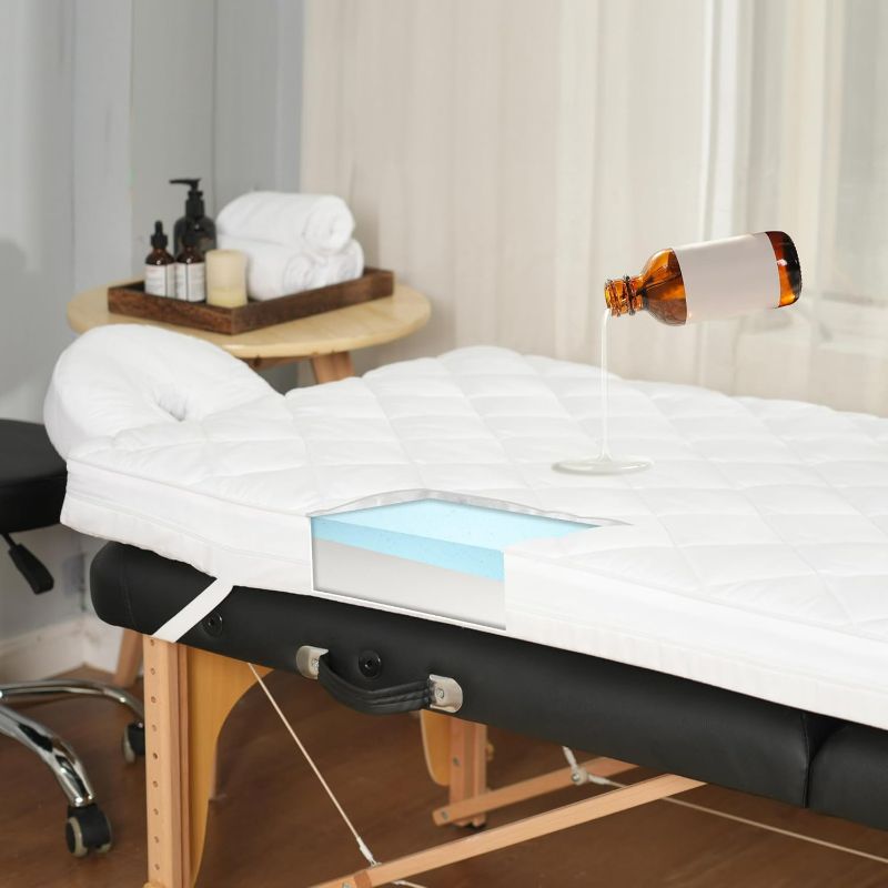 Photo 1 of 3.2 Inch Lash Bed Topper Set,Gel Memory Foam Massage Bed Topper, Waterproof Fluffy Pillow Top Cover for Spa Esthetician Wax,Includes White Massage Table Toppe & Face Rest Cover