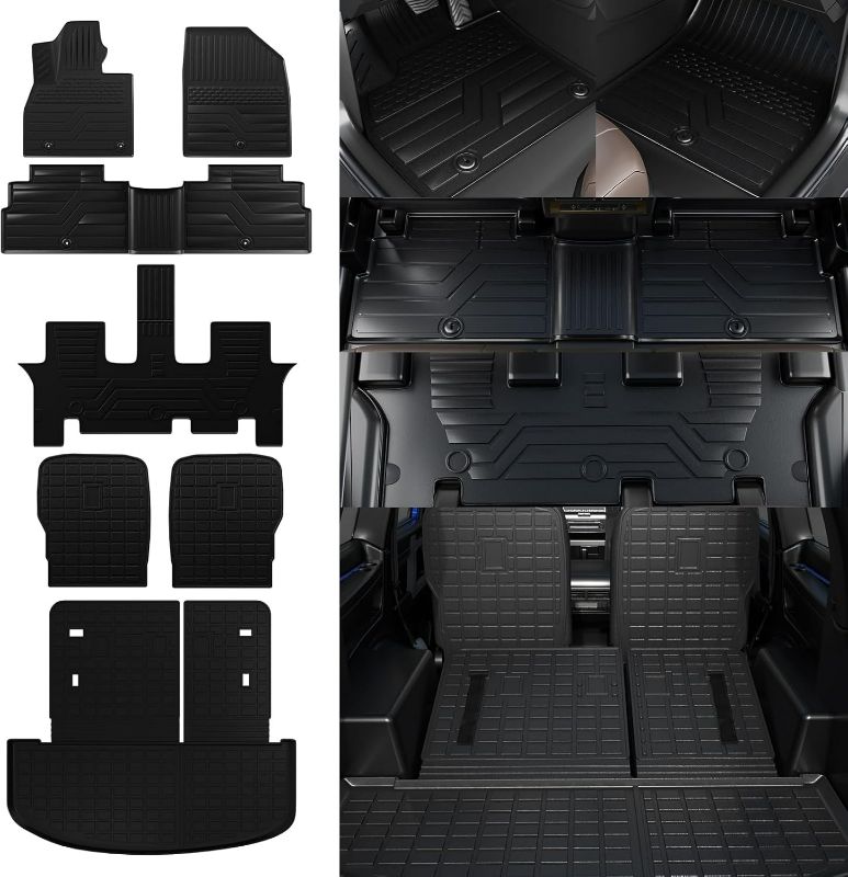 Photo 1 of Rongtaod Floor Mats Compatible with 2020-2025 Kia Telluride 7 Seats Trunk Liner Cargo Liner Back Seat Cover Kick Mat 2024 Telluride Accessories (Floor Mats+Trunk Mat+2nd&3rd Row Backrest Mat)