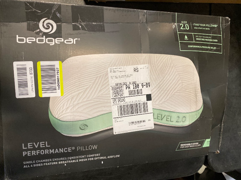 Photo 1 of Bedgear Level Cuddle Performance Pillow - Firm Bed Pillow for Side Sleepers - Moisture Wicking Removable Cover - Size 2.0