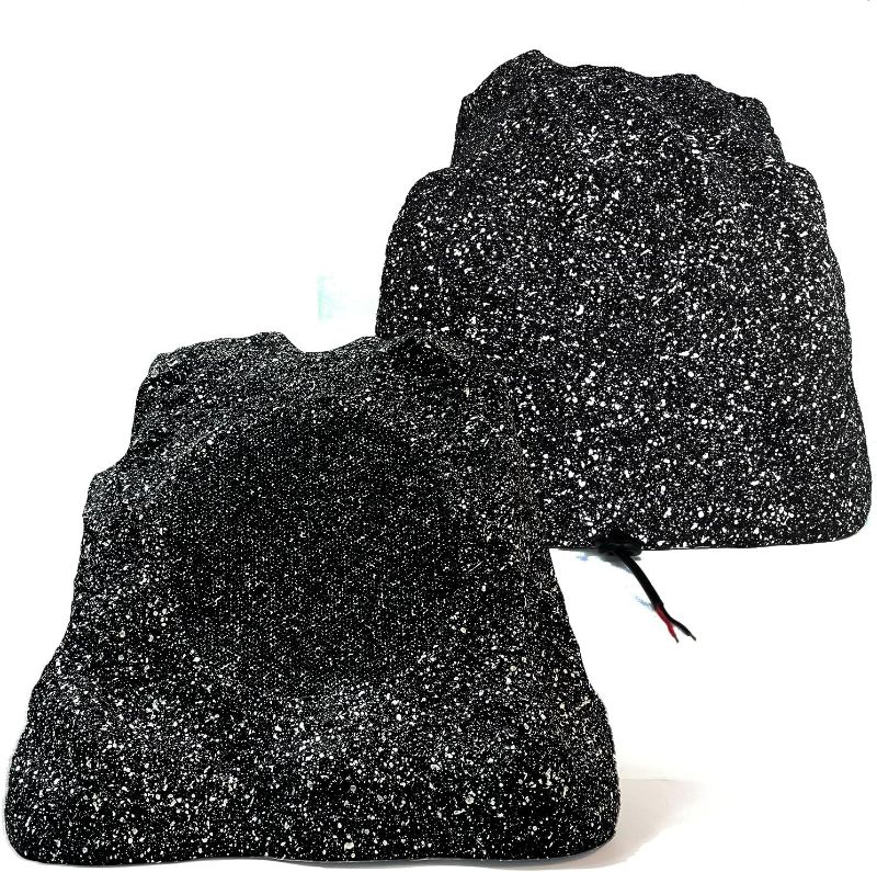 Photo 1 of Herdio 8" Outdoor Rock Passive Speakers 600 Watt,IPX7 Waterproof,Hardwired, for Pool,Garden,Deck,Outdoor Activities (Black,Pair)