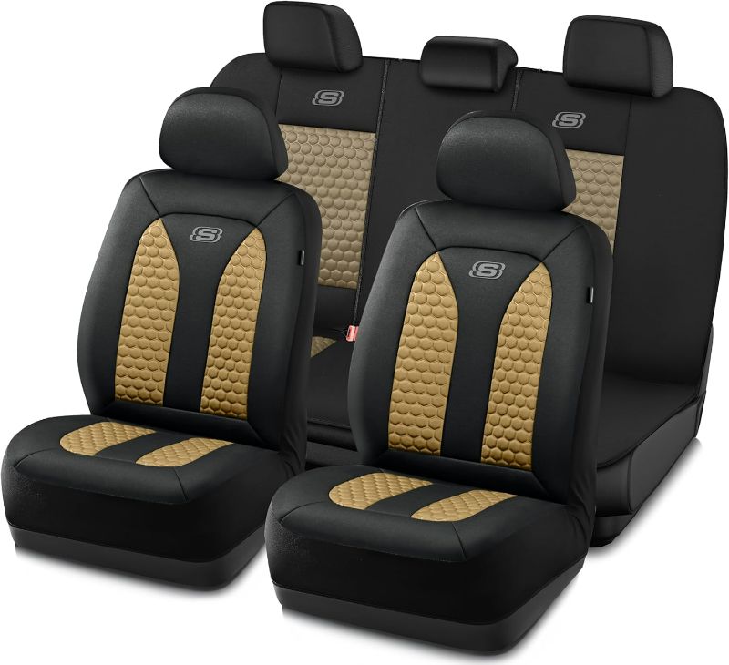 Photo 1 of Skechers Memory Foam™ Car Seat Cover Full Sets, Hexcomb Breathable Thick Seat Covers, Airbag Compatible, Automotive Comfort & Protection for Most Cars,Van,Trucks, SUVs (Beige,Full Set)