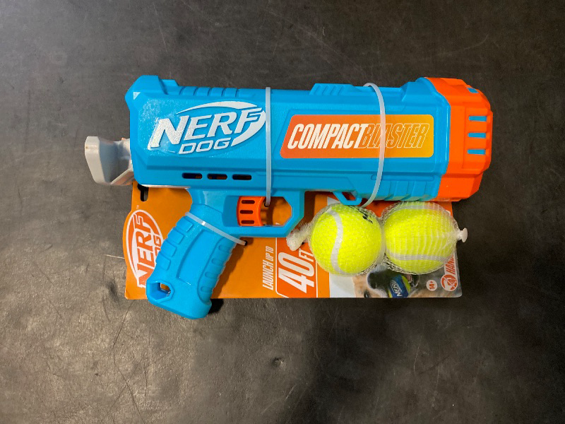 Photo 1 of Nerf Dog Compact Blaster Tennis Ball Launcher for Dogs with 2 Balls, 12 inch
