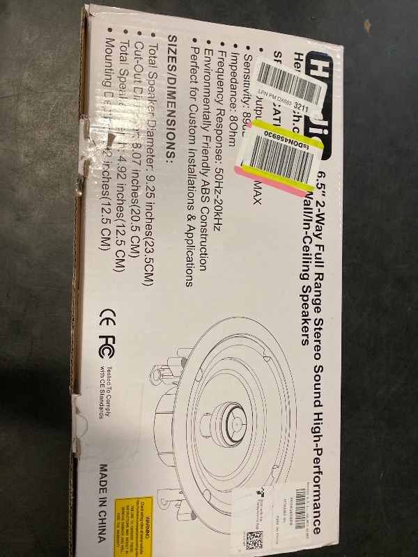 Photo 1 of Herdio 6.5 Inch Bluetooth Ceiling Speakers 320W 2-Way Flush Mount in Wall Speakers for Home Bathroom Kitchen Office with Full Range Superior Sound,HCS-818BT