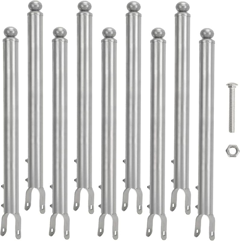 Photo 1 of 9 Pack 1-3/8'' Chain Link Fence Extension, 19.5'' Fence Extension Height, Galvanized Post Extender for Dogs and Privacy (Silver)