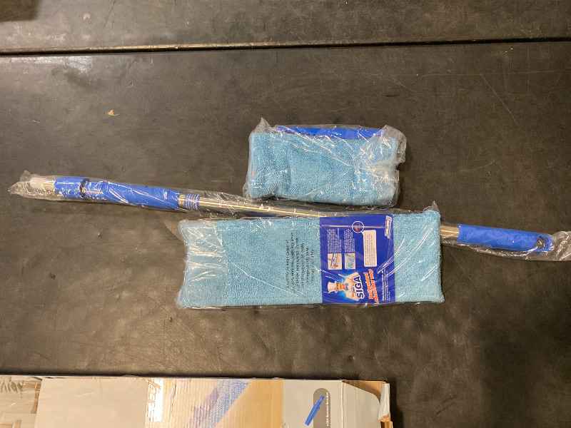 Photo 1 of MR.SIGA Professional Microfiber Mop for Hardwood, Laminate, Tile Floor Cleaning, Stainless Steel Telescopic Handle - 3 Reusable Flat Mop Refills and 1 Dirt Removal Scrubber Included