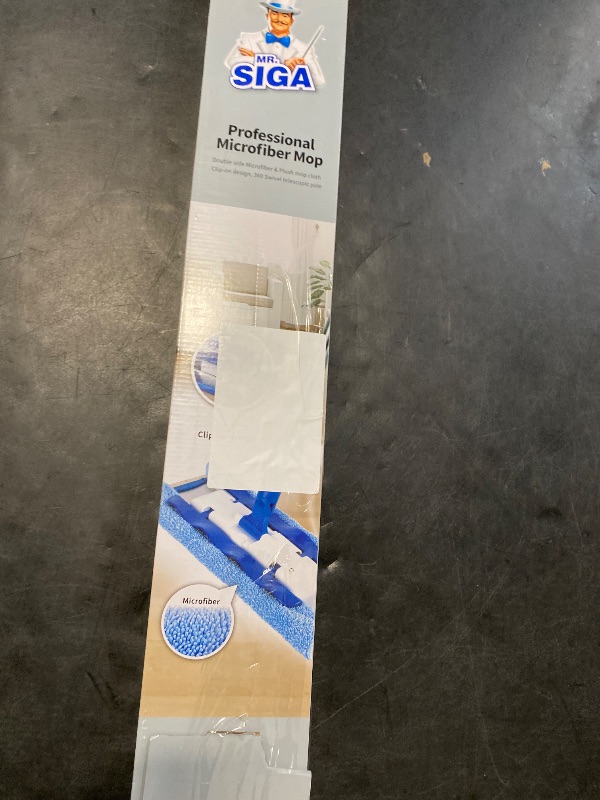 Photo 1 of MR.SIGA Professional Microfiber Mop for Hardwood, Laminate, Tile Floor Cleaning, Stainless Steel Telescopic Handle - 3 Reusable Flat Mop Refills and 1 Dirt Removal Scrubber Included