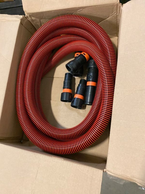 Photo 1 of 16FT Shop Vac Hose, Dust Collection Hose Kit for Home&Shop Vacuums System with 6 Adapters for Woodworking Power Tool & Sander, Compatible with festool/dewalt/bosch/ryobi/makita, etc Most Multi-Brands