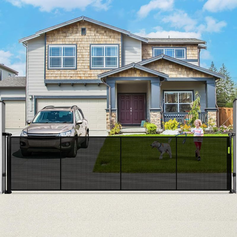 Photo 1 of 160" Retractable Baby Gate Extra Wide, 41" Tall Retractable Dog Gate for Stairs, Doorways, Decks, Mesh Gate Long Child Gate Pet Gate for Indoor, Outdoor, with Reinforced Mesh Rods, Dual Locks