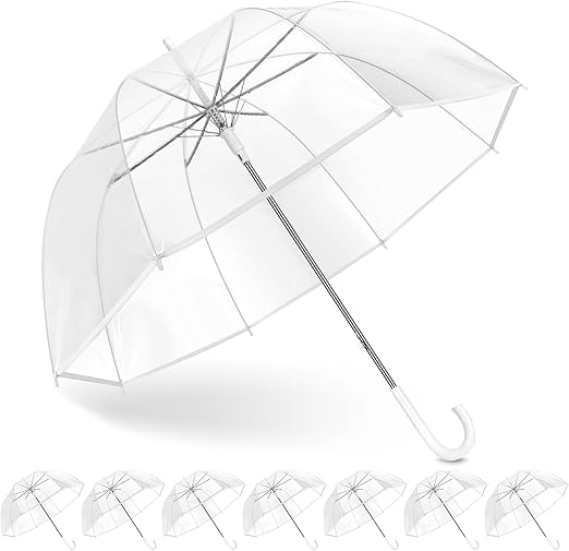 Photo 1 of 8 Pack Clear Bubble Umbrella Wedding, High-Visibility Transparent Rain Umbrellas Bulk, Windproof Large Clear Umbrella, Firm and Durable, Dome Umbrellas for Wedding Bride Groom Photography Golf Outdoor