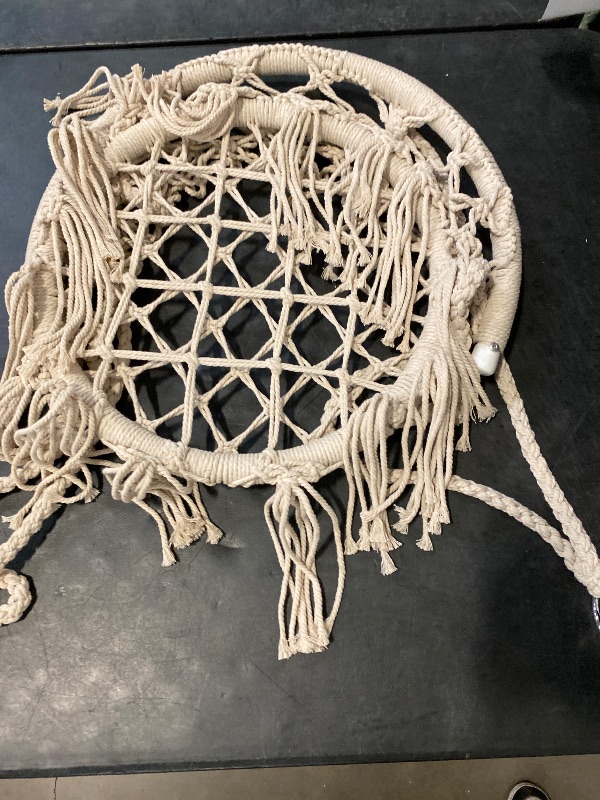 Photo 1 of SUNCREAT Hammock Chair Macrame Swing with Side Pocket, Hanging Cotton Rope Hammock Swing Chair for Indoor and Outdoor Use, 330 lbs Capacity, Beige