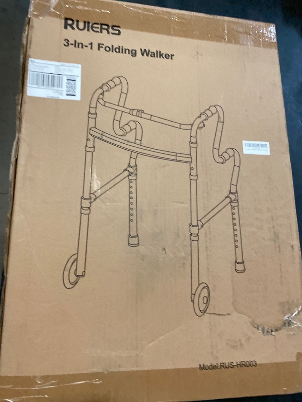 Photo 1 of Walkers for Seniors, Folding Walker, Narrow Walkers for Small Spaces, Standard Walker Height Adjustable, Front Wheeled Rolling Walker, Upright Mobility Aid for Seniors and Handicap, Up to 300 Pounds