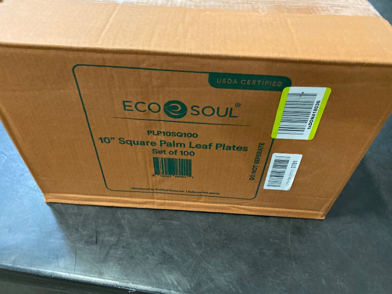 Photo 1 of ECO SOUL Compostable 10 Inch Palm Leaf Square Plates (100 Count) Like Bamboo Plates | Biodegradable | Eco-Friendly, Microwave & Oven Safe
