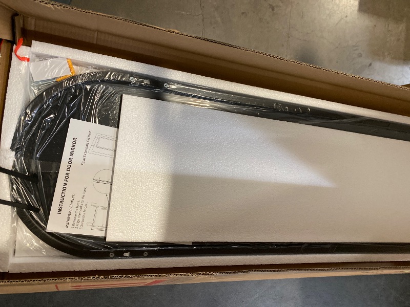 Photo 1 of Full Length Mirror 48x14 Inches - Over The Door Hanging Mirror for Bedroom, Living Room, Closet - Arch Floor Mirror, Door Mirror with Black Frame - No Drill Easy Install Black