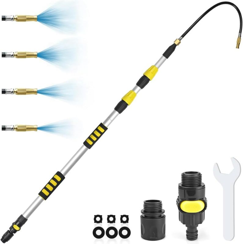 Photo 1 of 12FT Long Reach Gutter Cleaning Tools, Telescoping Gutter Cleaner Tools from the Ground, Rain Gutter Cleaning Tool, Watering Wand for Garden Hose, Gutter Cleaning Hose Attachment