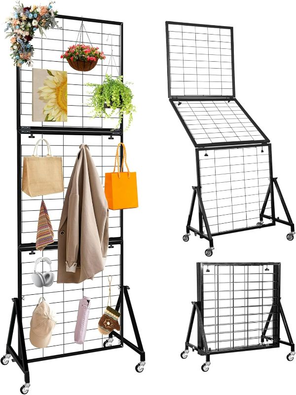 Photo 1 of Grid Wall Panels, Foldable Gridwall Panel, Grid Wall Panels with Braked Wheels, for Craft Merchandise Display Item Storage