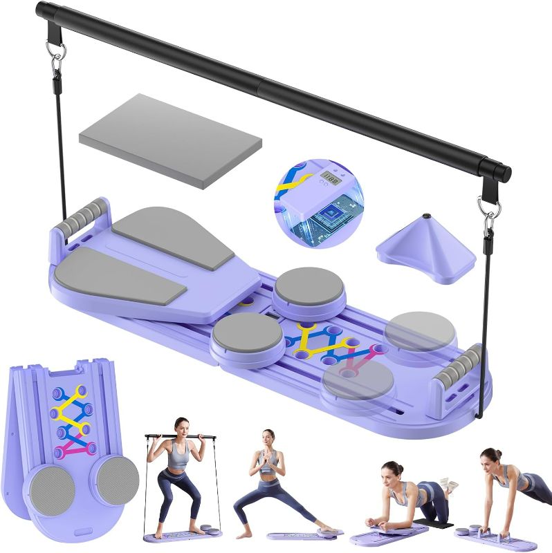 Photo 1 of Pilates Reformer, Foldable Pilates Board, 7-in-1 Multi-Function Pilates Equipment, Home Pilates Set, Full Body Workout, Universal Portable Gym Equipment for Core Strength and Pilates Training