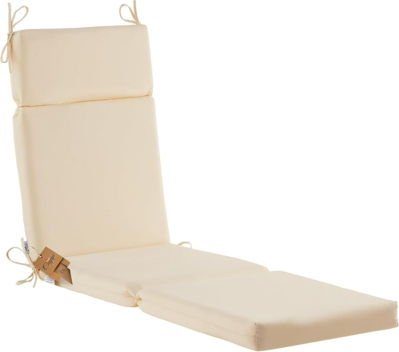 Photo 1 of Outdoor Chasie Lounge Tufted Thick Cushion with Ties,Replacement Wicker Chair Cushion for Paito Fruniture,72x21x3inches,All Weather,Beige