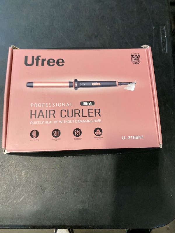 Photo 1 of Ufree 5 in 1 Curling Iron with Interchangeable Ceramic Barrels (0.35"-1.25"), Curling Wand Set with Flat Iron Hair Straightener, Instant Heat Up, Dual Voltage Hair Curler, Gifts for Women