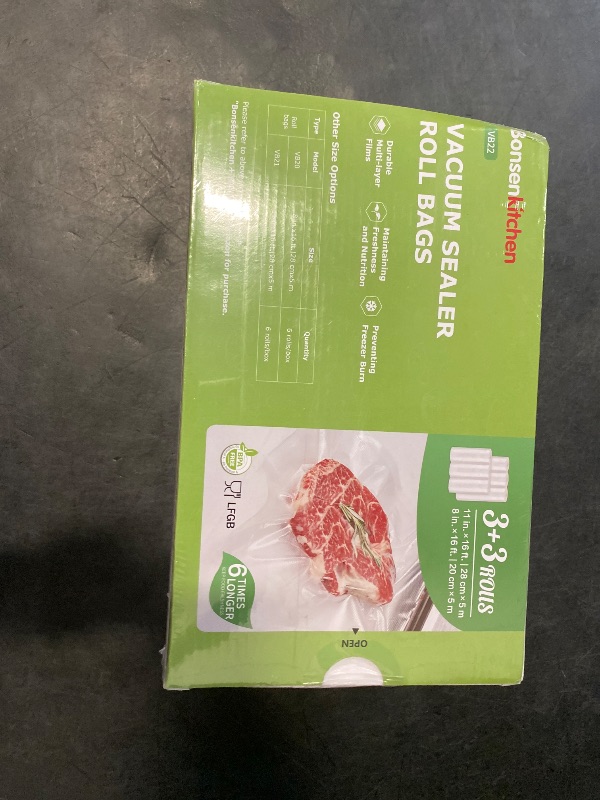 Photo 1 of [2025 Upgraded] Bonsenkitchen 3 Rolls 11" x 16' + 3 Rolls 8" x 16' Vacuum Sealer Bags for Food with a Color Box, Easy to Store, Commercial Grade, BPA Free, Great for Food Storage or Sous Vide, VB22
