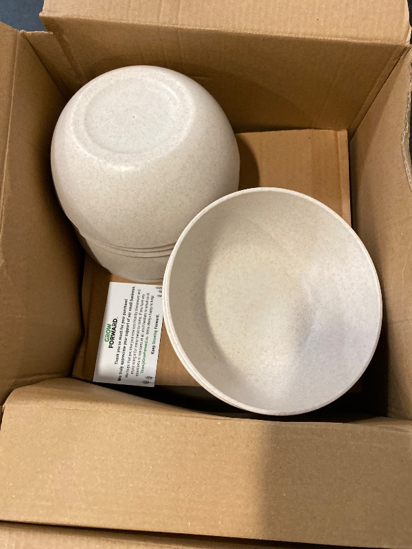 Photo 1 of Grow Forward 24-piece Premium Wheat Straw Dinnerware Sets for 8 - Unbreakable Dishwasher & Microwave Safe Plastic Plates and Bowls Sets - Patio, Outdoors, RV, Camping Dishes - Sahara