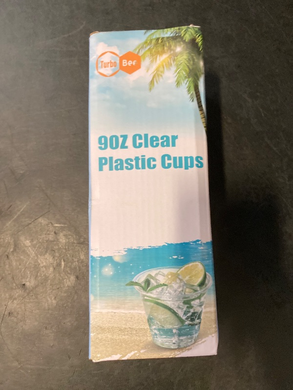 Photo 1 of Turbo Bee 50 Pack 9 oz Clear Plastic Cups, Drinking Cups Disposable, Punch Plastic Party Cup for Wine, Juice, Iced Coffee and Cold Beverage