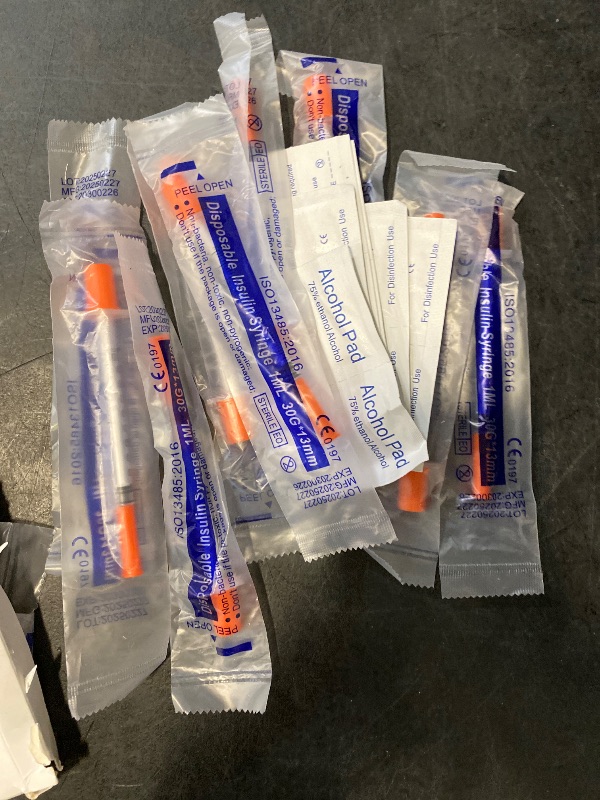 Photo 1 of 12 Pack 1ml Syringe with 30Ga 1/2in Needle for Laboratory Use, Individually Sealed Packaged