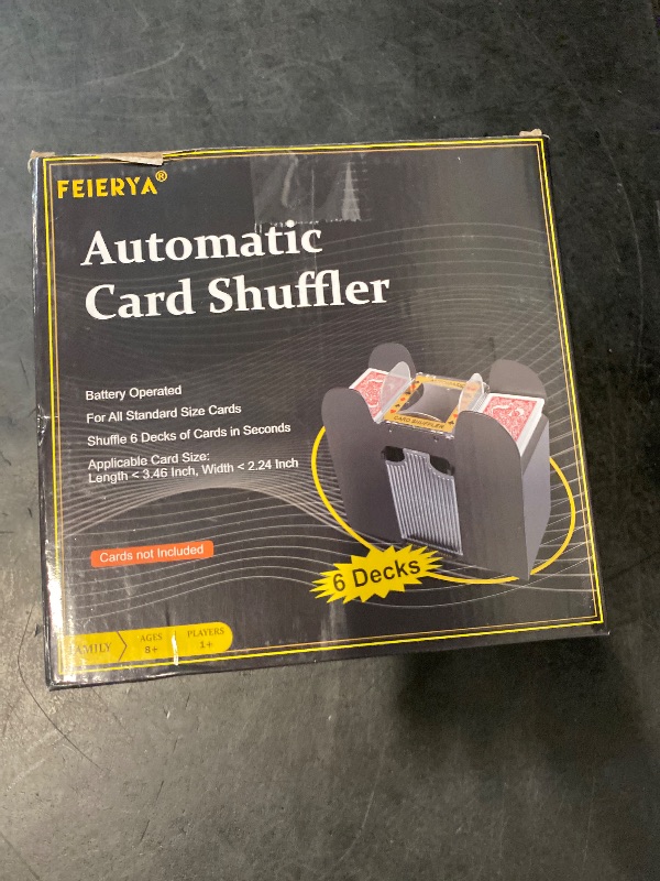 Photo 1 of FEIERYA Automatic Card Shuffler 6 Deck,Battery-Operated Electric UNO Poker Shuffler,Playing Card Shuffler for Home Card Game,Travel