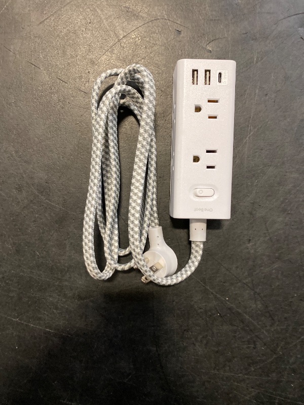 Photo 1 of Power Strip Surge Protector - One Beat 6 Widely Outlets with 3 USB Ports (1 USB C), 5 Ft Extension Cord Flat Plug, Wall Mount Outlet Extender Small Power Strip for Travel Home Office College Dorm Room