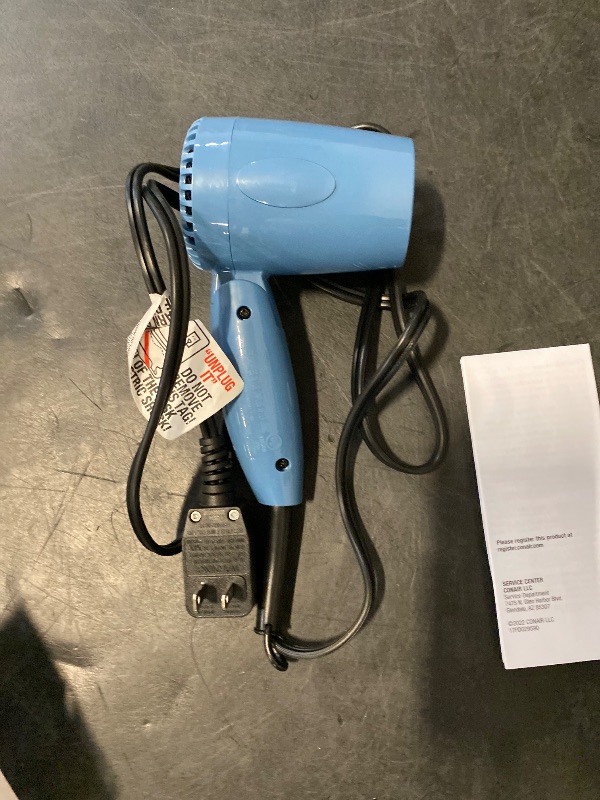 Photo 1 of Conair Travel Hair Dryer with Dual Voltage, 1600W Compact Hair Dryer with Folding Handle, Travel Blow Dryer