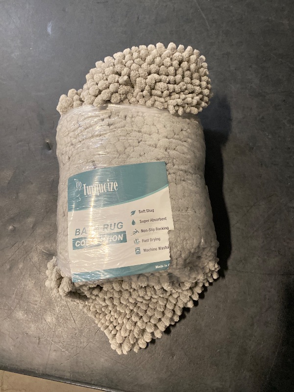 Photo 1 of Turquoize Shaggy Chenille Bathroom Rugs Bath Room Runner Rug Extra Long Large Bath Rugs Non Slip Washable 47 x 17 Floor Mat, Super Water Absorbent & Soft Bath Rug for Bathroom, Dove Gray