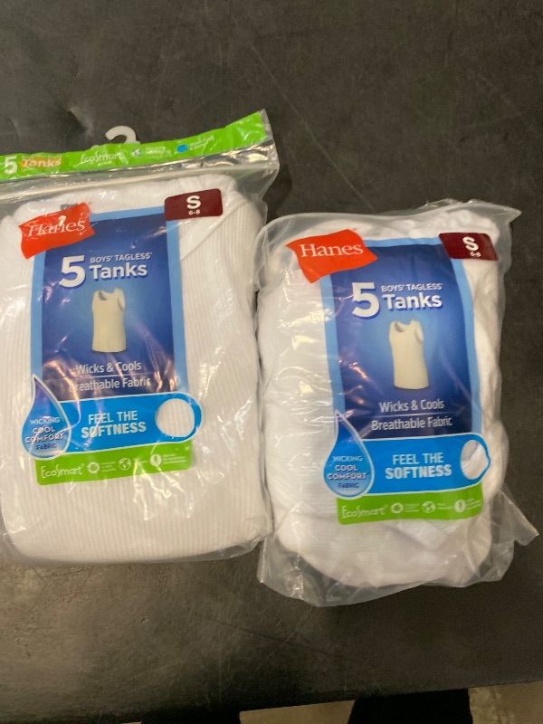 Photo 1 of (S) Hanes Boys' Tank Undershirt, EcoSmart Cotton Shirt, Multiple Packs Available, Assorted, Small