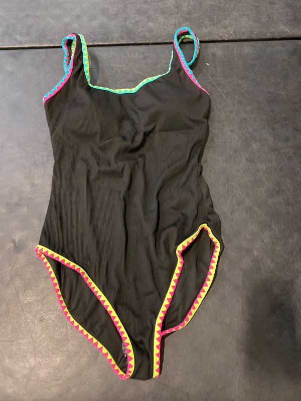 Photo 1 of Size L popvil Women's One Piece Swimsuits 2025 Tummy Control - Adjustable Strap Bathing Suit - Neon Color Block Sexy Sport Swim Suits,Black,