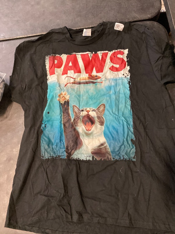 Photo 1 of Size XL PAWS Parody Cat Mouse Humorous Cat Chasing Mouse Kitten T-Shirt