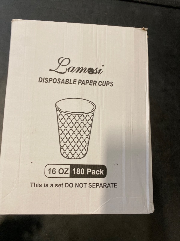 Photo 1 of Lamosi Coffee Cups 16 oz 180 Pack, Disposable Coffee Cups, Disposable Cup,16 oz Hot Cup, Paper Insulated Cup for Cold Hot Drinks (No Lids)