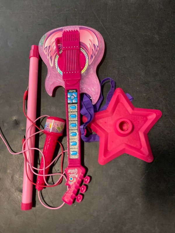 Photo 1 of TAKIHON Guitar and Microphone Set for Kids,Guitar Toys with Music&Colorful Light,Adjustable Height Microphone with Stand,Karaoke Toys Gift for Boy,Girls,Toddlers(Red)-Upgraded