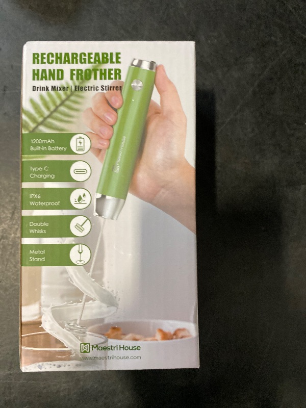 Photo 1 of Maestri House Rechargeable Milk Frother with Stand, LunaFro Handheld Electric Foam Maker Waterproof Detachable Stainless Steel Whisk Drink Mixer Foamer for Lattes, Cappuccino