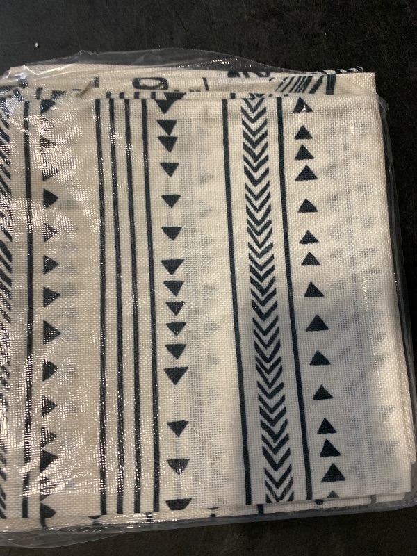 Photo 1 of ArtSocket Set of 4 Throw Pillow Covers Pattern Black and White Boho Bohemian Geometric Dots Lines of Borders Decor Linen Outdoor Pillow Cases Home Decorative Square 20x20 Inches Pillowcases