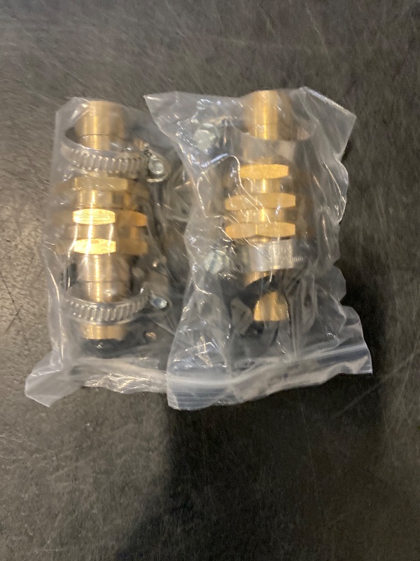 Photo 1 of UNWAVER Solid Brass Garden Hose Repair with Clamps, Repair Fit for 3/4" or 5/8" Garden Hose end Connector 2 Set