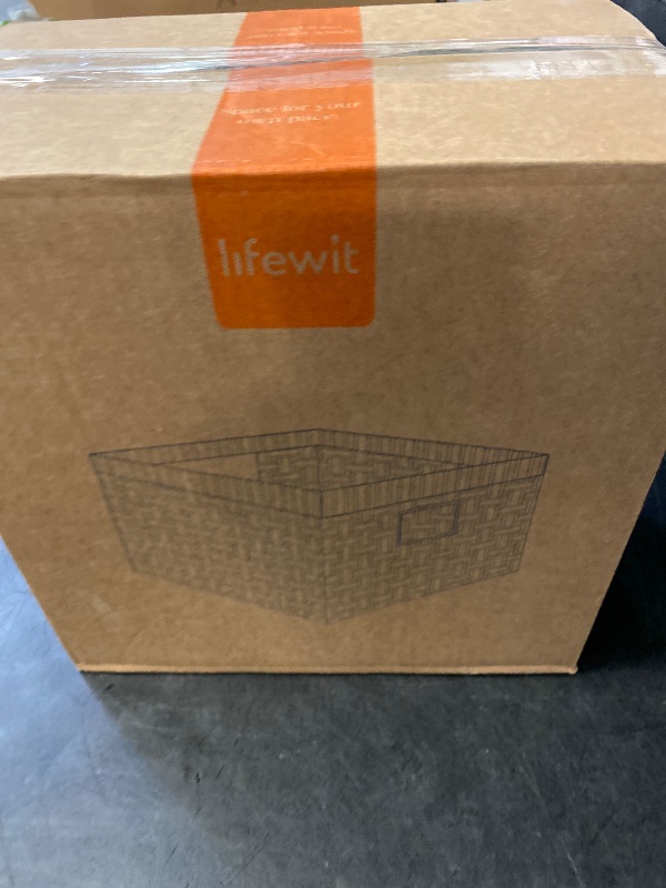 Photo 1 of Lifewit Handwoven PP Wicker Storage Basket, Waterproof Imitation Rattan Basket with Built-in Handles, Rectangle Baskets for Organizing Shelves, Pantry, Burlywood, 2-Pack (Large+Medium)