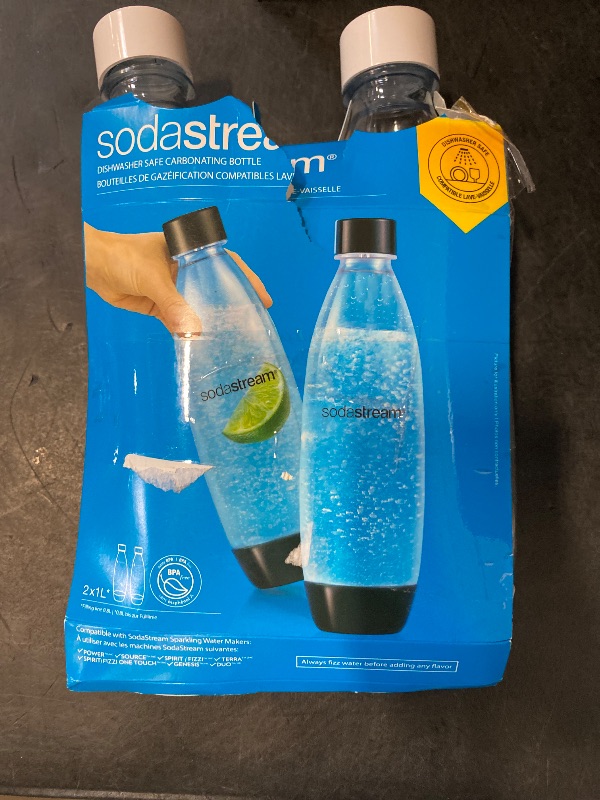 Photo 1 of sodastream 1L Twin Pack Dishwasher Safe Slim Bottle (White)