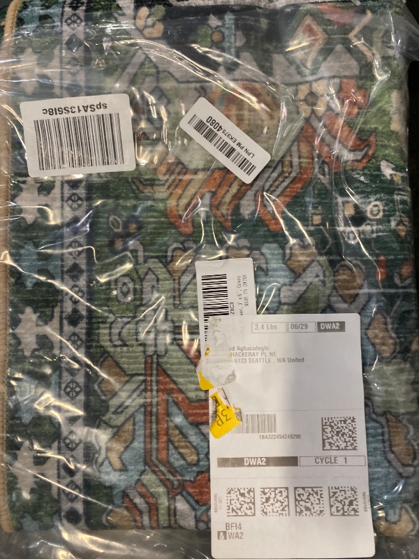 Photo 1 of RUGSURE Washable Area Rugs - Perfect for Living Room, Bedroom, Kids Room, Nursery - Stain & Water Resistant Non-Slip, Pet & Child Friendly, Vintage Tribal Area Rugs (Green, 3' x 5 ')
