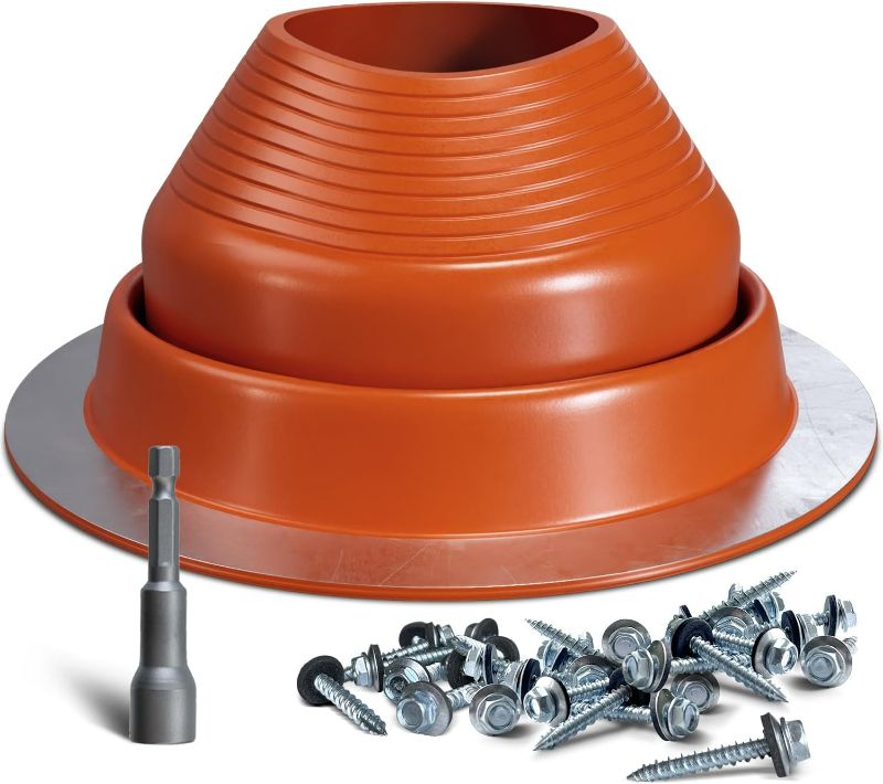 Photo 1 of VIVIDA #7 Silicone Metal Roof Pipe Flashing, High Temp Vent Boot Flexible Roof Jack for Pipe OD 6" to 11", Roofing Screws & Hex Socket Included, 1 Pack