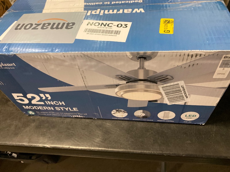 Photo 1 of warmiplanet 52 Inch Ceiling Fan 5-Blades - Remote Control with Lights Brushed Nickel