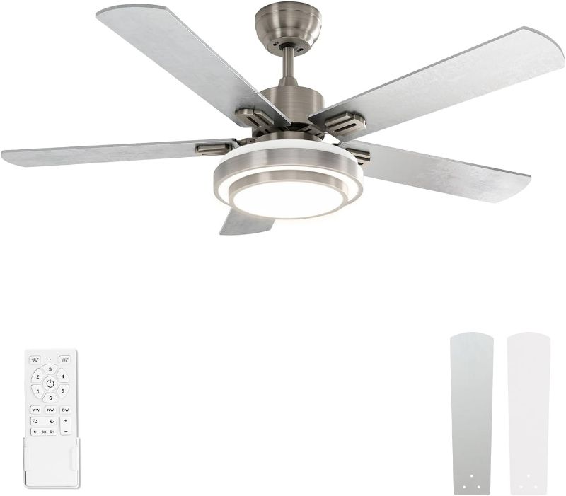 Photo 1 of warmiplanet 52 Inch Ceiling Fan 5-Blades - Remote Control with Lights Brushed Nickel