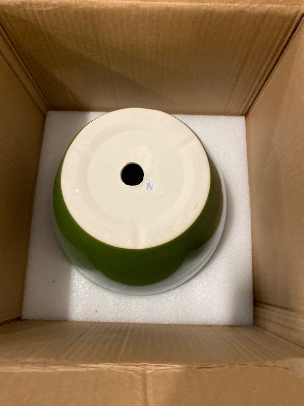 Photo 1 of 10 Inch Plant Pot - Ceramic Planters for Indoor Plants Outdoor, Large Planter with Drainage Hole and Saucer, Decorative Round Flower Pots, Garden House Decor, Gifts for Plant Lovers, Green