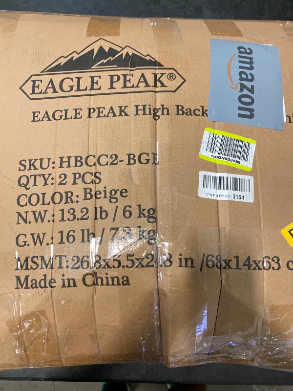 Photo 1 of EAGLE PEAK Tufted Outdoor/Indoor High Back Patio Chair Cushions, Set of 2, 46'' x 22'', Beige