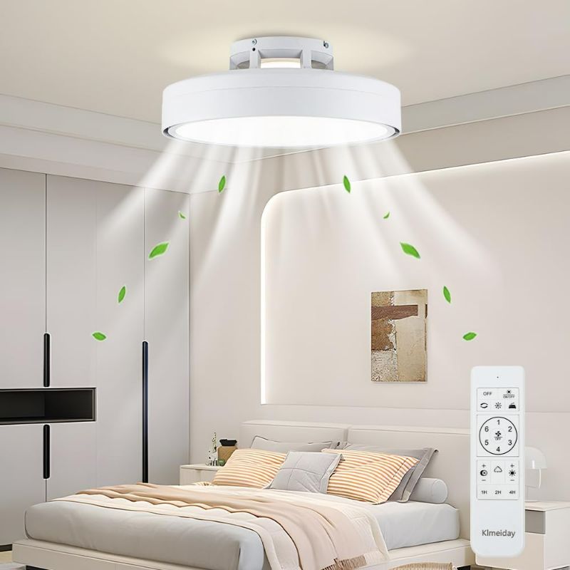 Photo 1 of Ceiling Fans with Lights Flush Mount Modern CCT 3000K-6000K White 17.7?
Ceiling Fan with Light Bladeless Remote LED Lights 6 Speeds Stepless dimming Bedroom Study Room
