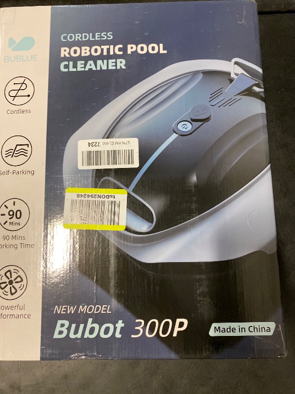 Photo 1 of BUBLUE Bubot 300P Robotic Pool Cleaner, Cordless Pool Vacuum with Industry Leading Suction Power, Bluehole Tech, DirtLock Tech, Smart Sensor for Above-Ground Flat Pools up to 850 Sq.Ft, Silver