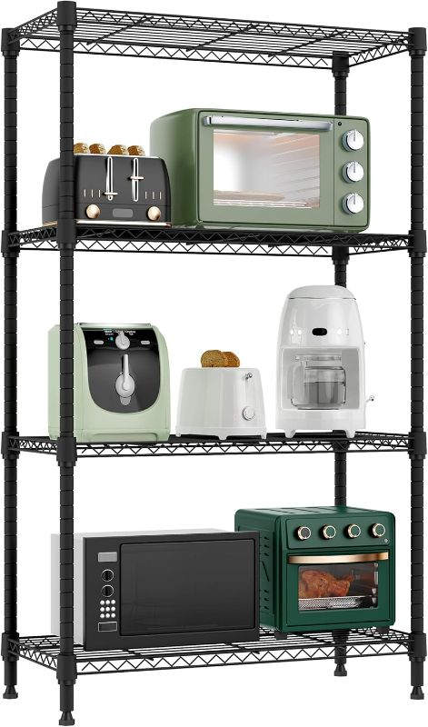 Photo 1 of 4 Tier Storage Shelves Wire Rack Metal Black 11.8" D x 25.6" W x 45.5" H