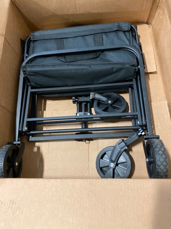 Photo 1 of Amazon Basics Collapsible Folding Heavy Duty Utility Wagon for Outdoor Sports, 265 pounds Weight Capacity, Camping, Garden, and Shopping, 27.6 x 40.9 x 20 inches, Black